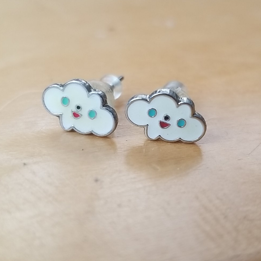 Cloud enamel earrings